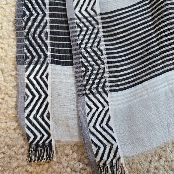 Inoui Editions Silk/Cotton Scarf Black Grey Tan Inouitoosh Inoui Paris - Picture 2 of 10